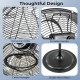 Close-up of the 20-inch high-velocity pedestal fan showcasing dense grills, portable handle, and stable metal base.