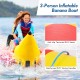 3-person inflatable banana boat with bright red and yellow colors, featuring anti-slip EVA seats and reinforced handles.
