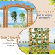 Wooden garden arch trellis with wide top roof for hanging plants and side climbing trellis for robust plant support.