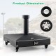 Fillable umbrella base stand with lockable wheels, dimensions 17"x17", designed for easy movement and stability.