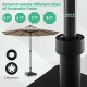 Fillable umbrella base stand with lockable wheels, designed for 1.25"/1.9" poles, ideal for patio and poolside use.
