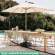 Fillable umbrella base stand featuring a tightening knob for securing umbrellas, perfect for poolside gatherings.