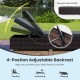 Patio wicker lounge chair with 4-position adjustable backrest and luxurious brown cushion for outdoor comfort.