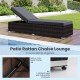 Patio wicker lounge chair with adjustable backrest, brown PE rattan, and luxurious cushion for outdoor comfort.
