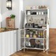 5-tier white metal baker's rack with see-through flip-up door and pegboard, perfect for kitchen organization and.