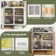 5-tier metal baker's rack with see-through flip-up doors and adjustable shelves for organized kitchen storage.