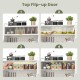 Top flip-up door of the 5-tier metal baker's rack provides easy access to kitchen items for organized storage.