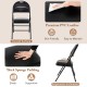 Padded folding chair with ergonomic 109° backrest, premium PVC leather, and thick sponge padding for comfort.