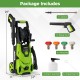 Electric pressure washer with 2150 PSI, 1.2 GPM, includes 4 nozzles and foam cannon for versatile cleaning.