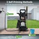 Electric pressure washer with 3 self-priming methods, 2150 PSI, and 4 quick connect nozzles for versatile cleaning.