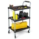 3-layer tool cart with PP shelves, sponged handle, and swivel wheels, ideal for garage and workshop organization.