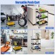3-layer tool cart with PP shelves and swivel wheels, ideal for garage, kitchen, and warehouse storage solutions.