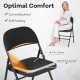 Folding chair with curved backrest, PVC leather, and soft padding, ideal for indoor and outdoor use.