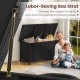 Indoor outdoor 85-gallon storage container with waterproof liner, featuring a labor-saving gas strut for easy lid.