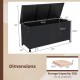Black 85-gallon storage container with waterproof liner, universal wheels, ideal for outdoor cushion storage.
