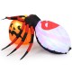 Inflatable spider with pumpkin, featuring colorful rotating lights, perfect for Halloween backyard decoration.