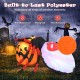 Inflatable spider on pumpkin with colorful rotating light, made of IP44 polyester, perfect for backyard Halloween decor.