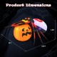 Inflatable spider on a pumpkin with colorful rotating light, 4.9 x 4.6 feet, ideal for backyard Halloween decoration.