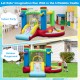 Music-themed inflatable bounce house with slide, basketball hoop, and ball pit for indoor and outdoor fun.