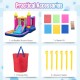 Inflatable bounce house with slide, basketball hoop, and ball pit, made of waterproof 420D oxford cloth for kids' fun.