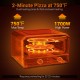 Indoor electric pizza oven with dual heating zones, 750°F max temp, and rapid cooking for 12-inch pizzas.