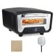 Indoor electric pizza oven showcasing a double-layer tempered glass window, designed for safe and efficient cooking.