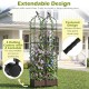 Indoor outdoor raised garden bed with trellis, featuring a textured design and 4 wheels for easy mobility and drainage.