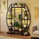 Tall 10-tier indoor plant stand with grow lights, featuring a curved design for elegant plant display in any room.
