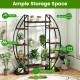 10-tier indoor plant stand with grow lights, ideal for displaying potted plants in living rooms or balconies.