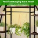 Hanging rod and hooks on the 63" tall indoor plant stand, perfect for displaying basket plants in any corner.