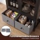 Functional fabric drawers in rustic brown coffee bar cabinet, featuring a detachable and foldable design for versatile.