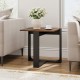 Industrial sofa end table with a spacious tabletop and stable T-shaped metal frame, perfect for living room use.