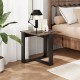 Industrial sofa end table with a spacious tabletop and stable T-shaped metal frame, perfect for living room or bedroom.