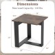 Industrial sofa end table with a spacious tabletop, T-shaped metal frame, and dimensions of 20" x 20" x 20".