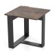Industrial sofa end table with a spacious wooden top and stable metal frame, perfect for living rooms or bedrooms.