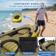 Inflatable 3-person fishing raft in green with bolster seats, storage pouch, and convenient handle for easy transport.
