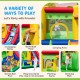 5-in-1 inflatable bounce castle featuring double slides, climbing wall, and ocean ball pool for kids' outdoor fun.