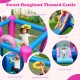Sweet doughnut themed inflatable bounce house featuring a large jumping area, long slide, and basketball hoop for.