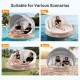 Inflatable Canopy Island Tanning Pool Lounger Float with retractable canopy, ideal for beach, pool, or garden.