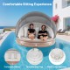 Inflatable Canopy Island Tanning Pool Lounger Float with retractable canopy, three pillows, and ergonomic backrest for.