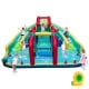 Inflatable Double Water Slide Park with obstacle course, featuring slides, water cannons, and climbing wall for outdoor.