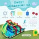 Inflatable Double Water Slide Park with obstacle course, featuring a 680W blower and sweet accessory kit for fun play.