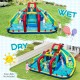 Inflatable Double Water Slide Park featuring wet and dry play options, with slides, obstacle course, and basketball.