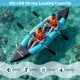 Two-person inflatable kayak in blue, featuring aluminum paddles, ideal for fishing, drifting, and touring.