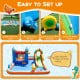 Inflatable water slide park with climbing wall, splash pool, and blower for kids' outdoor fun and active play.
