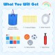 Carrying bag, 11 ground stakes, water hose kit, repair kit, 3-piece ball kit, and hand pump for inflatable water slide.