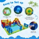 Inflatable water slide bounce house with climbing wall, featuring multiple play areas and waterproof PVC-laminated.