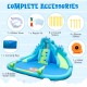 Inflatable water slide with dual slides, large splash pool, and 584W blower, perfect for summer fun.