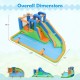 Overall dimensions of the inflatable water slide with dual climbing walls, designed for fun-filled outdoor adventures.