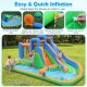 Inflatable water slide with dual climbing walls, splash pool, and water cannons for year-round outdoor fun.